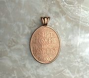 Saints of Christ Orthodox Icon Jewelry – Ovale (Oval - Shaped) pendant of the Saint Joseph the Hesychast in rose gold or plated rose gold. (Back Side)